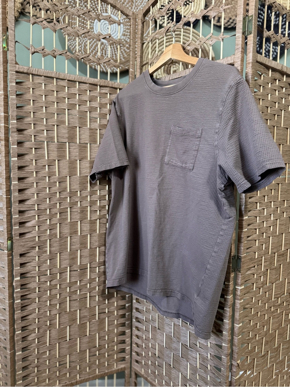 Men's Short-Sleeve Waffle Knit Pocket Tee - Charcoal